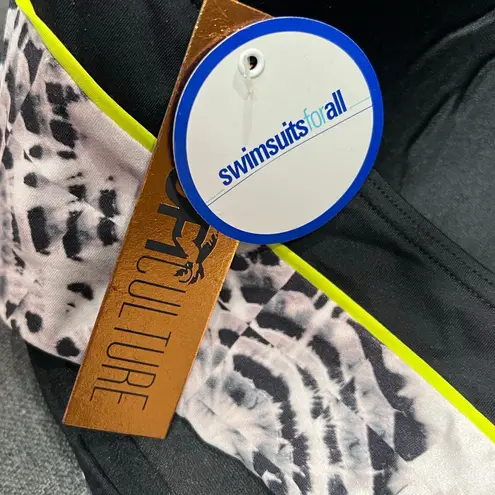 Swimsuits For All Tropiculture Bikini Top Women 22 Black Gray Abstract Underwire Size undefined