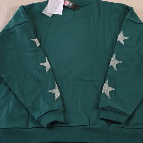 Green Bay Packers NFL Women's Rhinestone Sleeve Sweatshirt Green Size Large