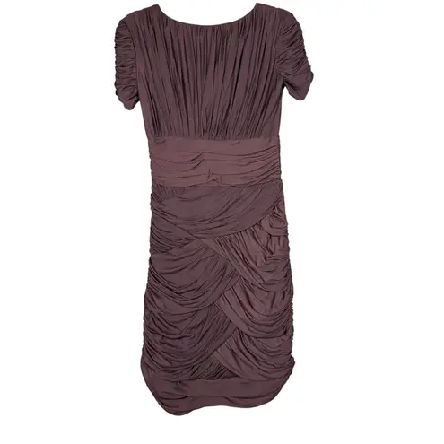 Halston Heritage Ruched Deep V Bodycon Dress Plum Purple | Size Small
