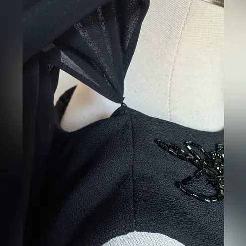 Vtg Black Beaded Shift Dress Elegant Cocktail Party Liz Claiborne Night size 8