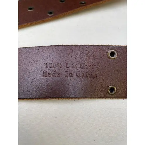 Vintage Womens Brown Leather Belt with Copper Studs Size S SKU 6509