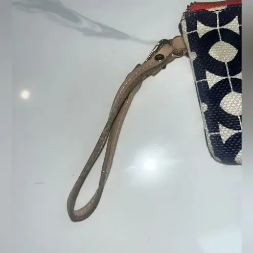 Spartina 449 Callahan Linen Wristlet Wallet Ivory Navy Orange Accent Classic