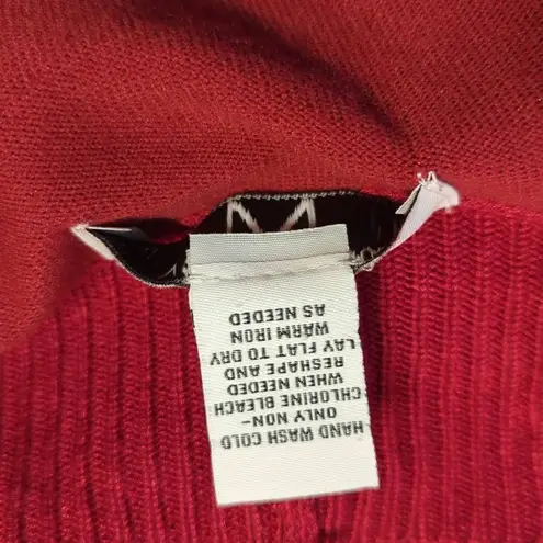 Magaschoni red open front gold accent sweater size small