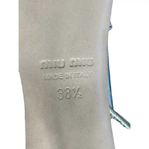 Miu Miu NIB Crystal Embellished Glitter Kitten Heel Pumps in Silver Size 38.5