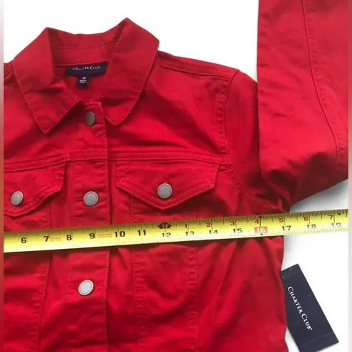 Charter Club NWT women’s Red Denim Jeans Casual Jacket Size XS
