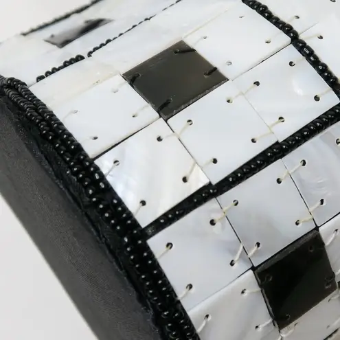 Vintage 80s Mother of Pearl Barrel Bag Black