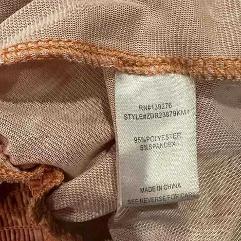 Y2K Orange Floral Sheer Baby Doll Boho Fairy Romantic Girly Top Medium