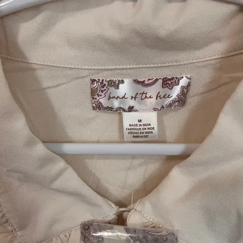Band of the Free Womens Denise Cream Long‎ Sleeve Button Down Shirt Size Medium