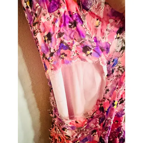 Shoshanna Pryia One Shoulder Maxi Dress Floral Ruffled Tiered Dress size 8 FLAW