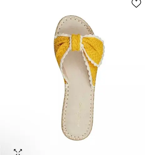 Bandolino Yellow Braylin Bow Tie Scallop Trim Espadrille Slide Sandals NEW