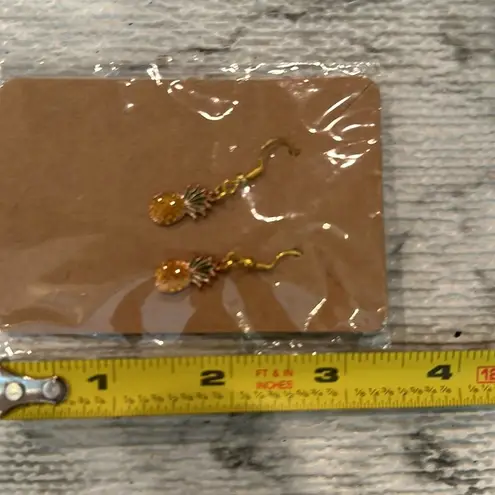 Pineapple Enamel Dangle Earrings Yellow