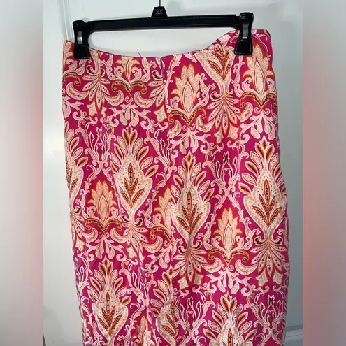 Loft  NWOT Zip Up Hook/Latch Closure Paisley Floral MidiOpen Tie Knot Skirt Sz 8