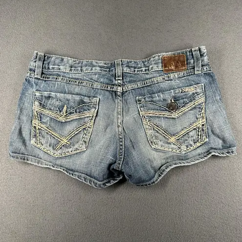 BKE Denim Stella Jean Shorts Womens 30 Blue Distressed Embroidered Flap Pockets