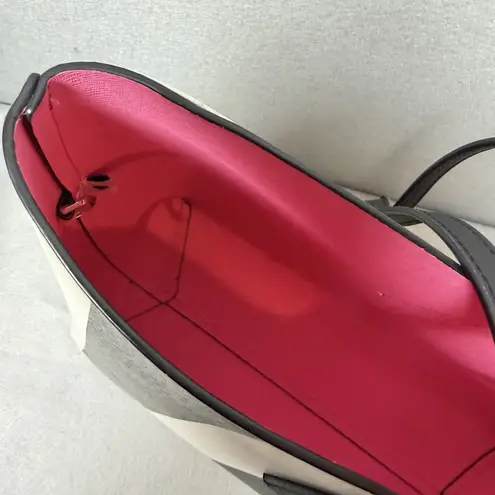 Kate Spade Molly Large Tote Bag Black White Stripes with Pink Interior