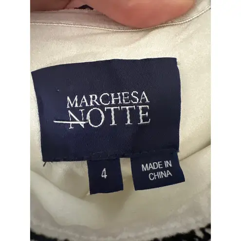 Marchesa Notte Off Shoulder Floral Lace Tiered Dress Size 4 Black