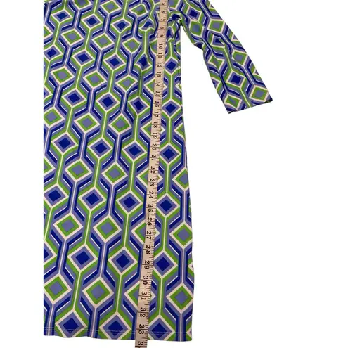 Jude Connally Marlowe Trellis Cobalt Kelly Dress Collared 3/4 Sleeve Preppy XS