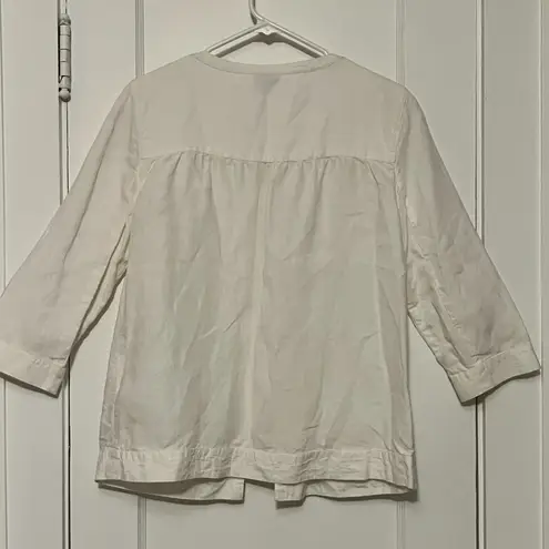 J Jill 100% linen open tie front cardigan size XS pockets peasant boho neutral White - Image 4