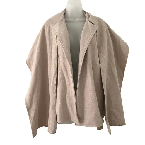 OGL Women's CashSoft Oversized Scarf Jacket Coat Heather Oatmeal S Small New Tan