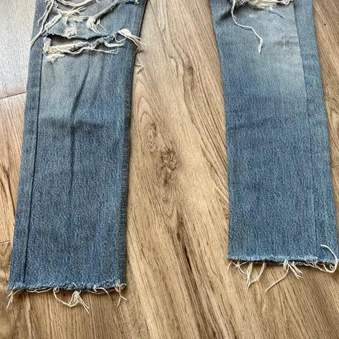 RE/DONE Levi's High Waisted Button Fly Straight Leg Ripped Jeans Size 26