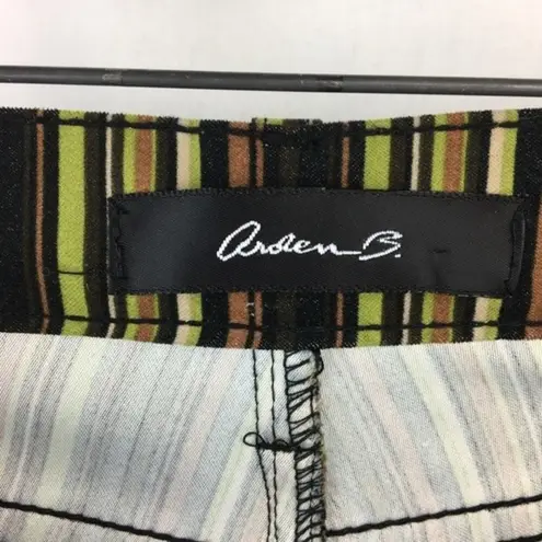 Arden B Green & Black Striped Velvet Soft Retro Flair Pants 8