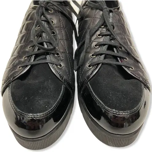 Aquatalia Quilted Black Leather Platform Oxford Sneakers