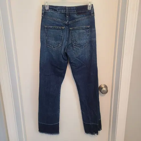 AMO Jeans Size 25 Bella Released Hem Shades Of Blue High Rise Straight Leg Denim
