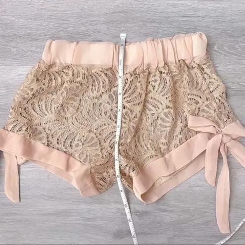 Lace Beach Cover Up Shorts XS Tan