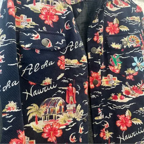 Authier Shirt Jacket Blue Tropical Aloha Hawaii Rare Shacket size 42/US 6 small