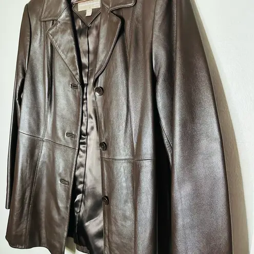 Valerie Stevens Vintage  Chocolate Brown Soft Leather Mid Jacket Size Petite L