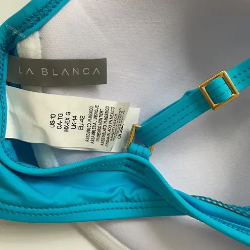 La Blanca turquoise blue Island goddess Wrap Underwire Push Up bikini top 10 NWT