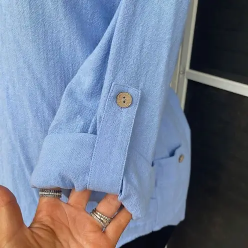 Soft Surroundings Top Women’s Small Oversized Tunic Coastal Beach Lagenlook Blue