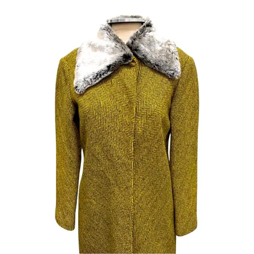 Newport News Wool Blend faux Fur Collar Midi Coat Size 6P