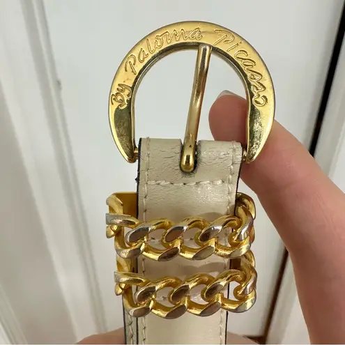 Vintage Paloma Picasso Cream and Gold Chain Hardware Belt, Size M / 75