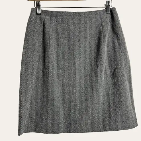 Max Mara Black White Wool Blend Twill Pleated A-Line Mini Skirt Size 8