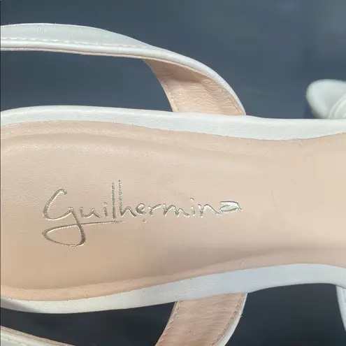 Anthropologie Guilhermina Leather Knotted Platform Heels Cream Silver Size 9