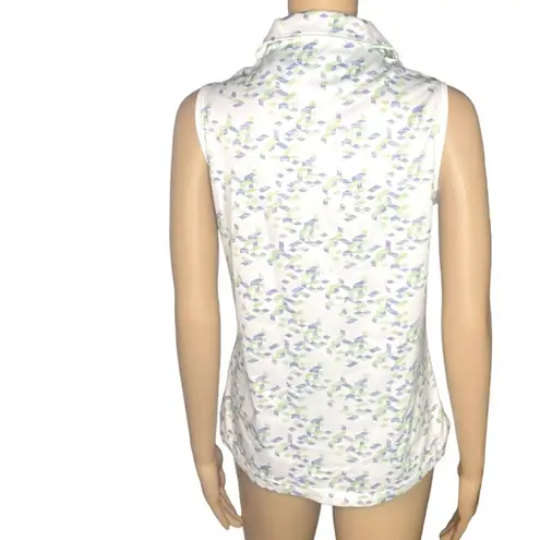 Pebble Beach Sleeveless geometry Print Performance Golf Shirt. M White Size M