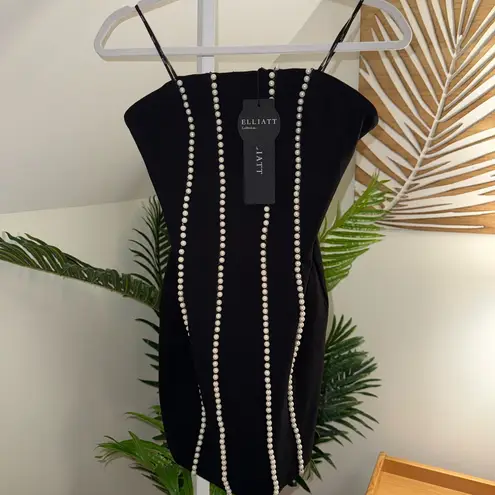 Elliatt Sonnet Mini Strapless Pearl Dress In Black