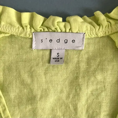 S’edge Raleigh Citron Lime Green Linen Mini Dress