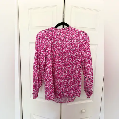 Alexander Jordan Pink & White Floral Peasant Blouse Boho Top Size Medium