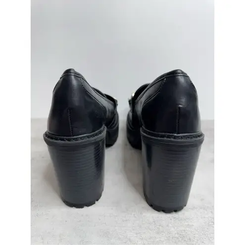 New York & Company Heeled Loafers Size 10 Black Block Heel Retro Rubber Platform