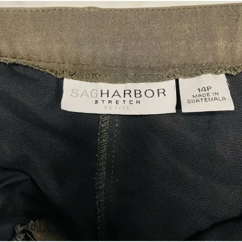 Sag Harbor Stretch Petite Womens Dark Green Dress Pants Size 14P