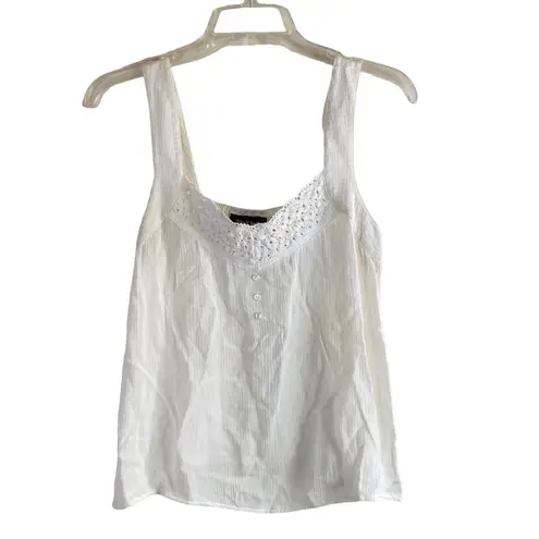 Modcloth  White V-Neck Wide Strap Lightweight Pullover Cami Tank Size X-Small