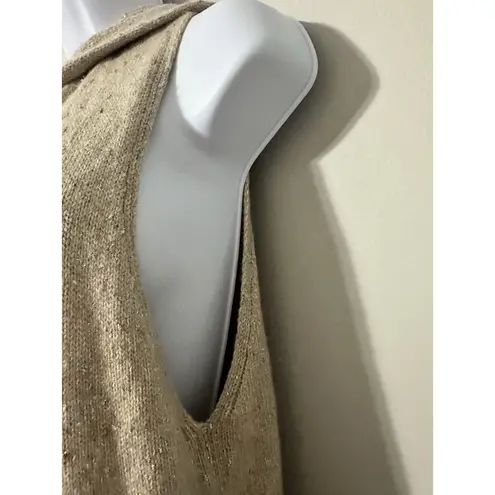 FABIANA FILIPPI Knitted Vest With Drawstring Hood Cashmere EUC Size M Tan Size M