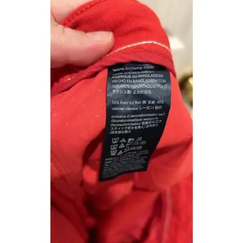 Tommy Hilfiger  Red Linen Blend‎ Nautical Rope Drawstring Shorts Womens Size 6