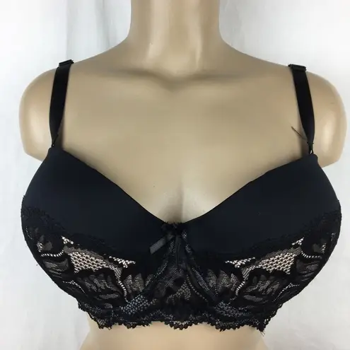 Adrienne Vittadini Black Lace Demi Underwire Contour Bra 40DD