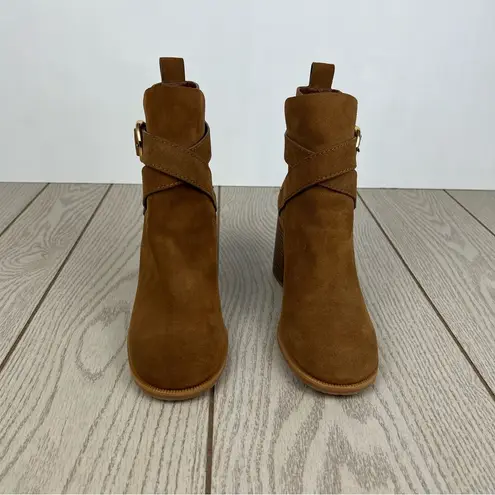 See By Chloe See by Chloé Suede Buckle Ankle Booties 38 Tobacco (Tan) & Goldtone Metal $525