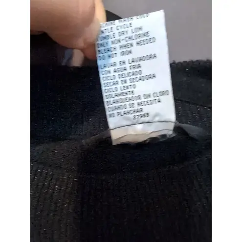 Sag Harbor Women's Large Black Glitter Sweater, Sparkle Turtleneck, Crop Sweater