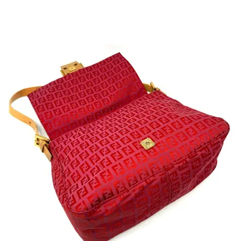 Fendi Rare  Large Red Mama Zucca Baguette