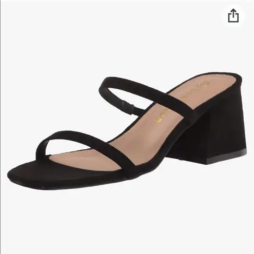 NWOB Women Low Block Heels Mules Open Toe Ankle Strap Sandals Square Toe Pumps Black Size 7