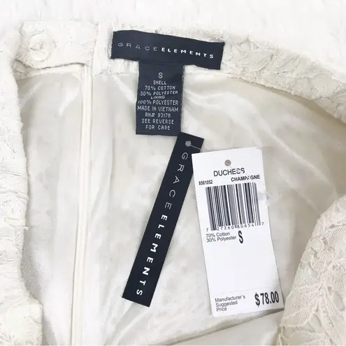 Grace Elements Ivory Cream Lace Midi Skirt A-Line Fit & Flare Size Small New